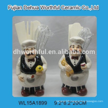 2016 lovely chef design ceramic utensil holder for kitchen